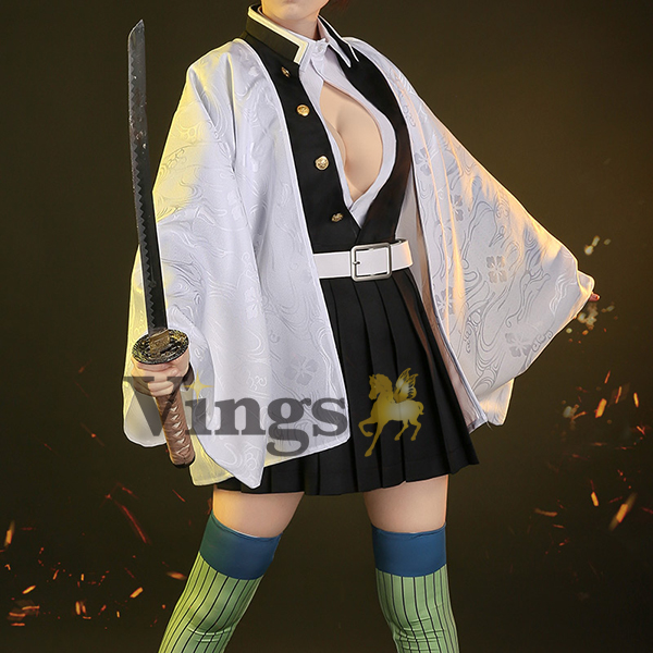 【鬼滅の刃 衣装】 アニメ 豪華版 甘露寺蜜璃 (かんろじみつり) 風 コスプレ衣装 ウィッグ/武器 選択可能 COSPLAY