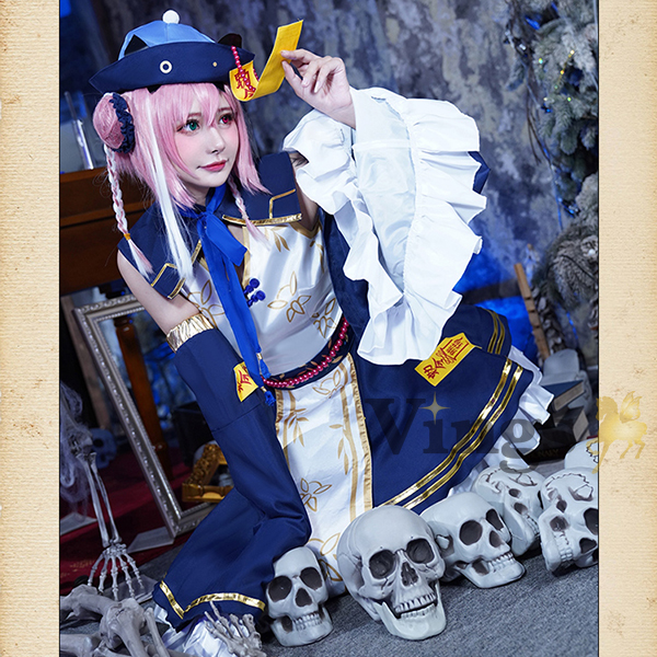 【にじさんじ 衣装】VTuber 笹木咲(ささきさく) 風 ゴスロリキョンシー ゾンビ コスプレ衣装 ウィッグ 選択可能 COSPLAY