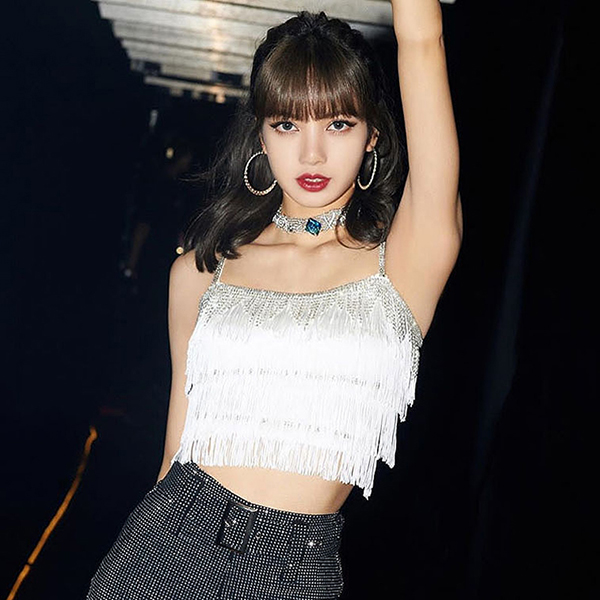 韓流 BLACKPINK LISA リサ K-POP衣装 トップス パンツ フリンジ ライブ コンサート 服装 練習 衣装