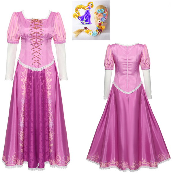 ディズニー 塔の上のラプンツェル コスプレ衣装 ドレス ワンピース Disney仮装 グリム童話 コスチューム ウイッグ追加可