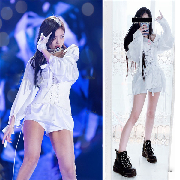 blackpink jennie solo上着 白 シャツ