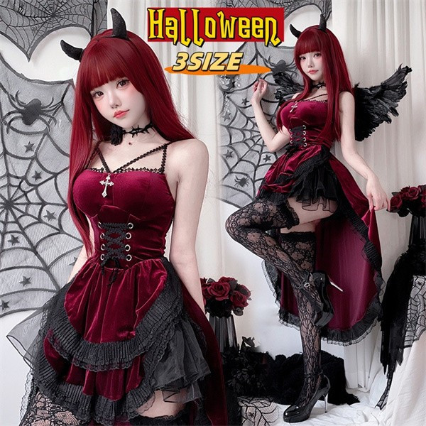ハロウィン 大人 コスプレ衣装 吸血鬼 修道女 コスチューム 舞台衣装 ワンピース ブラック レディース