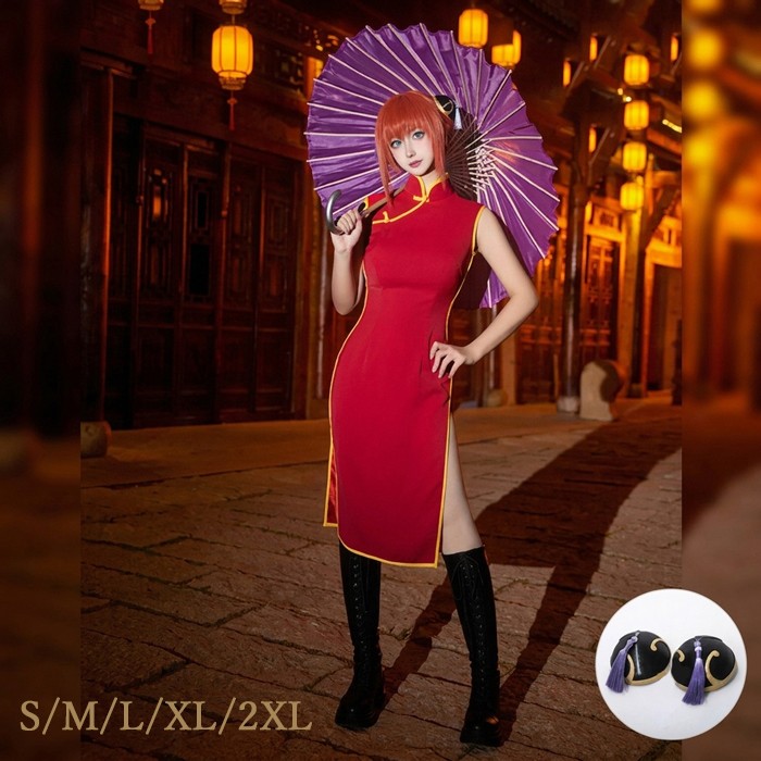 銀魂 ぎんたま 神楽 チャイナドレス コスプレ衣装 cosplay 仮装 文化祭 学園祭 ウイッグ追加可 S M L XL 2XL