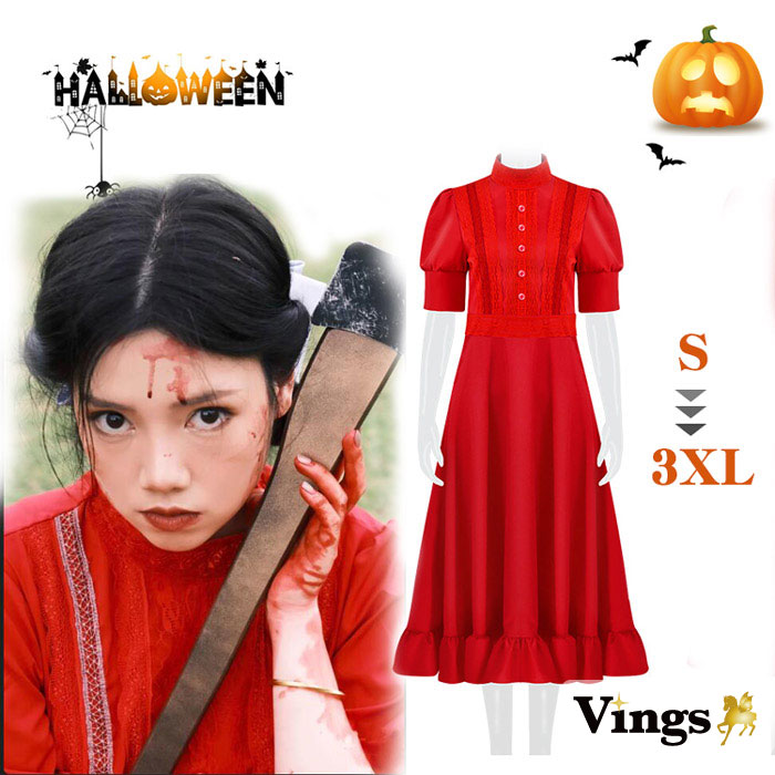 Pearl パール ワンピース 怖い 仮装舞踏会 女性用 ゴシック風 レース 長袖 cos レッド ハロウィン 個性的