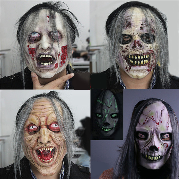 リアルゾンビマスク お面 蓄光仮面 ハロウィン 小物 仮装 余興 ゲーム  ラバーマスク