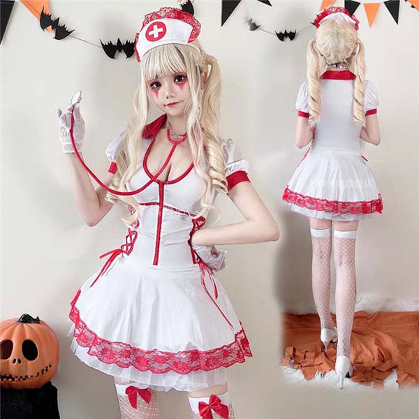ハロウィン衣装 レディース ワンピース メアリーナース服 かわいい 5点セット