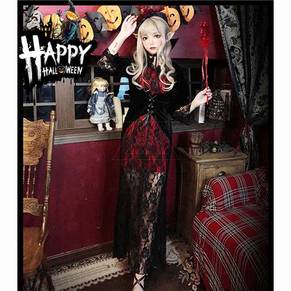 ハロウィン衣装 レディース 恐怖 吸血鬼 ワンピース 幽霊 かわいい 仮装舞踏会 コスチューム