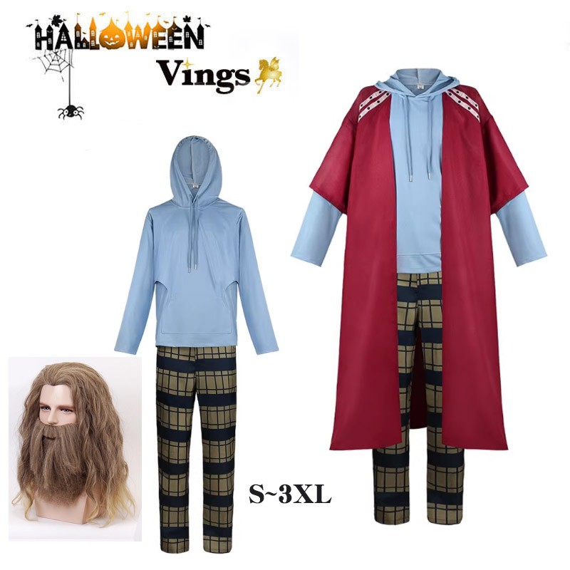 God of Thunder Thor Odinson ハロウィン コスプレ 衣装 キャラクター風 パーカー チェック柄パンツ かつら 仮装 イベント 学園祭 S〜3XL
