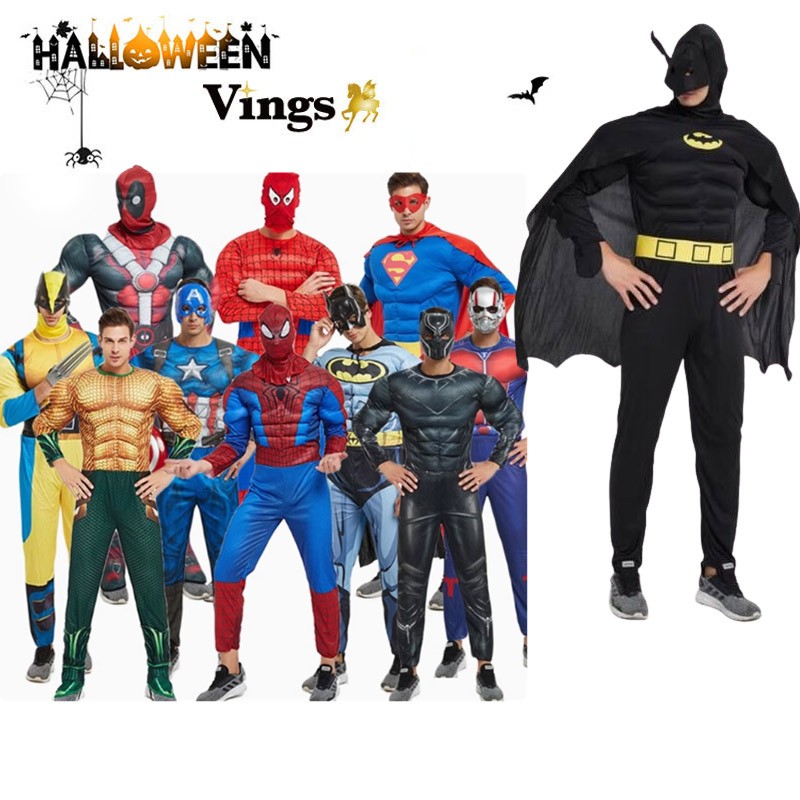 ハロウィン コスプレ メンズ スパイダーマン バットマン スーパーマン キャプテンアメリカ ヒーロー風 衣装 仮装 S〜3XL