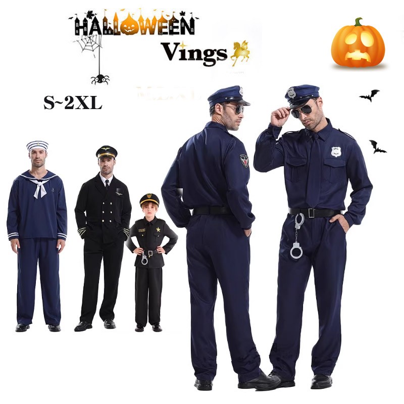 ハロウィン コスプレ 衣装 警察官 海軍 パイロット 子供警官 メンズ レディース 親子 仮装 制服 コスチューム イベント 学園祭 S〜2XL