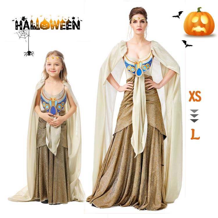 ハロウィン衣装 古代エジプト神話 ドレス 子供 レディース エジプトファラオ 舞台ワンピース 大人 大人用