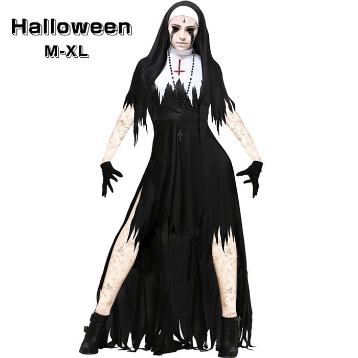 ハロウィン 衣装 修道女 仮装 コス コスプレ ハロウィン 衣装 聖女 牧師 宣教師 修道士 コスプレ衣装 シスターコス シスター 黒