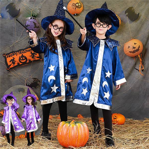 魔法ローブ 子供 ハロウィン 子供衣装 仮装 お化け 魔法使い 万聖節 悪魔 幼稚園