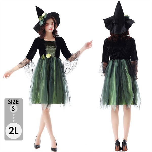 ハロウィン衣装 仮装 魔女 帽子 ワンピース ヴァンパイア Halloween コスプレ レディース 2点セット コスチューム 大人 仮装 ハロウィーン 学園祭 文化祭 衣装仮装
