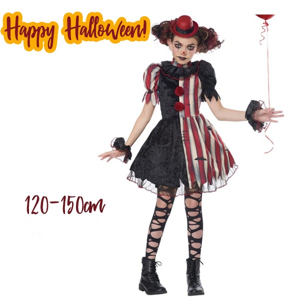 ペニーワイズ ドレス 子供 コスチューム ハロウィン 仮装 衣装 パーティー ワンピース イット イット ホラー ピエロ 女の子 男の子 対応 コスプレ衣装