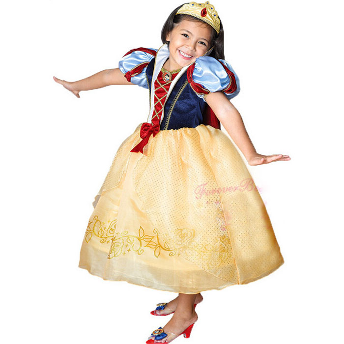 子供 ドレス 豪華 発表会 ディズニー風  白雪姫 ドレス Disney snow White ハロウィン 衣装 子供 女の子 コスプレ ドレス キッズ ハロウィン クリスマス 仮装 110 120 130 140  冠付き