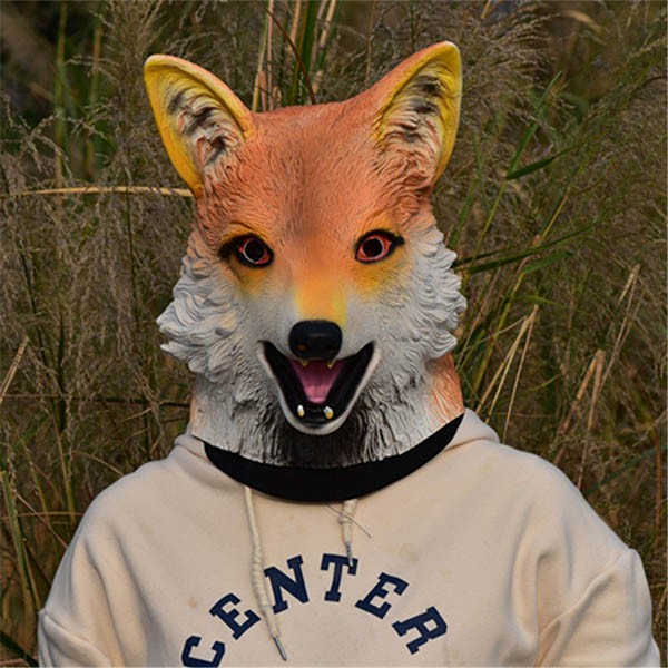 狐 マスク コスプレ ラバーマスク フルマスク 可愛い お面  コスプレ 動物 なりきり 面白い