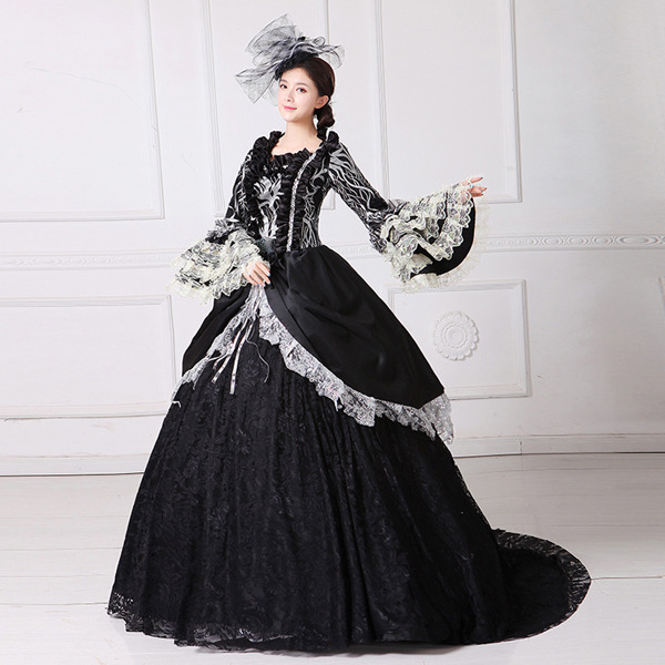 ブラックドレス オペラ声楽 中世貴族風豪華お姫様ドレス ウェディングドレス カラードレス 舞台服 ステージ衣装 プリンセスライン 演劇 ドレス 宮廷服ドレス 舞台ステージ衣装演劇オペラ声楽d9070f0f0m2