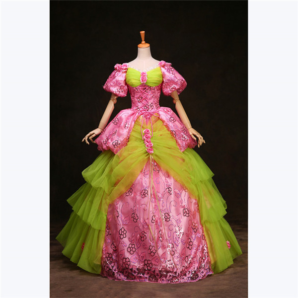 ローズドレス ヨーロッパ風結婚式服装 豪華な女王 王族服 カラードレス プリンセスライン ステージ衣装 貴族服装 復古風 演出服 舞踏会 演奏会 披露宴ドレス フォーマルドレスda359f0f0m2