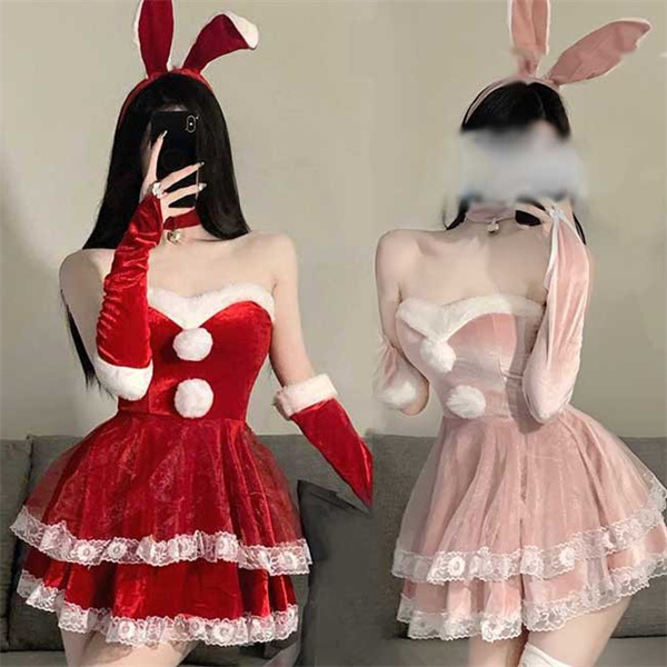 クリスマス衣装 かわいい レース レディース フルセット ラビット耳 コスプレ セクシー バニーガール
