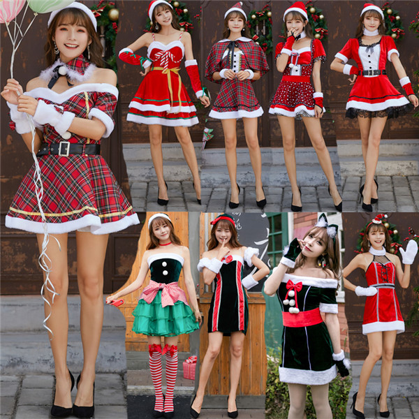 サンタクロース ワンピース セクシー クラブクイーン 9タイプあり xmas パーティー サンタ帽子