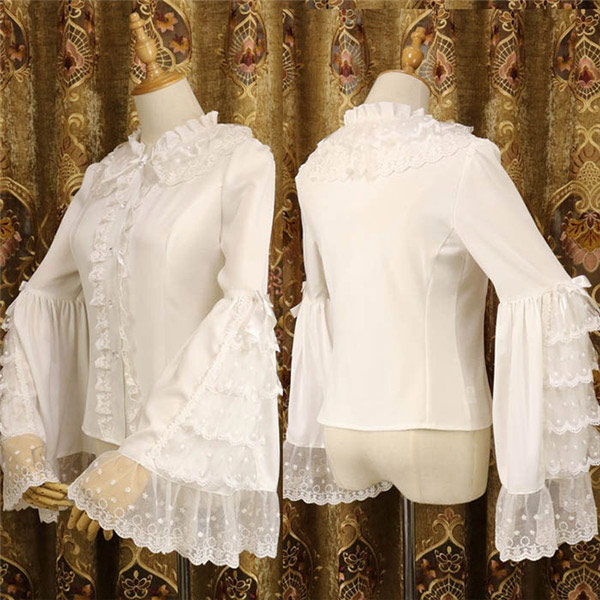 シャツ 宮廷風 ロリータ ホワイト ブラック 宮廷服 学園祭 文化祭 現代劇