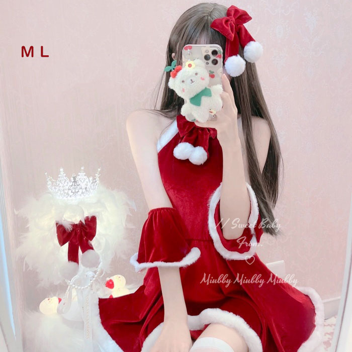 クリスマス レディース ワンピース コスチューム 仮装 かわいい おしゃれ クリスマスコスプレ 演出 写真用 セクシー レッド M L