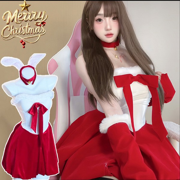 サンタ コスプレ レディース ワンピース リボン Xmas クリスマス 冬 仮装 イベント 衣装 サンタ サンタクロース 赤 サンタコス エロ 可愛い コスチューム パーティ