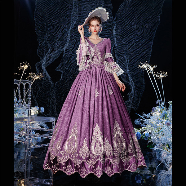 ヴィクトリアン ドレス 18世紀 中世貴族風 お姫様ドレス バケーションドレス 舞台ステージ衣装 パーティー