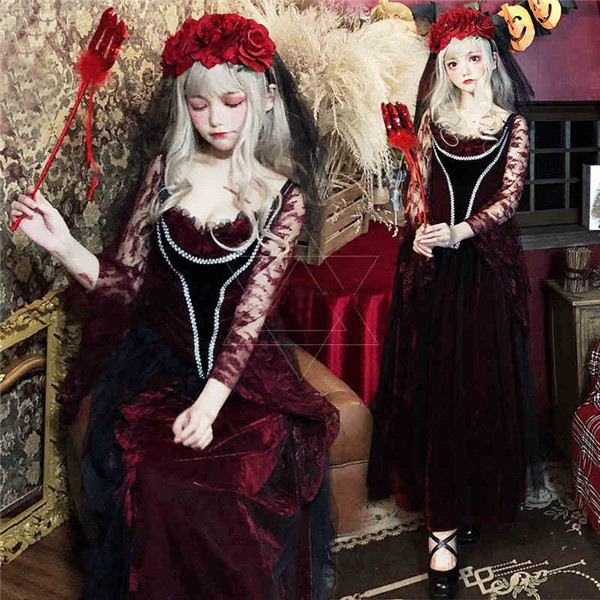 ハロウィン衣装 魔女 鬼花嫁 ウィッチ 血まみれ お嫁さん ワンピース M L XL レデイース パーティー