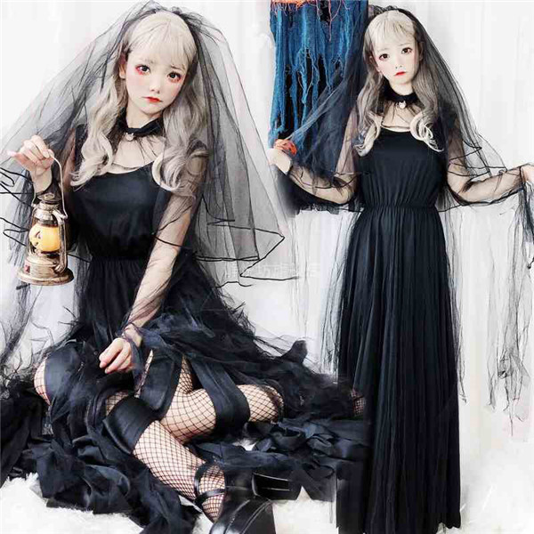 ハロウィン衣装 ワンピース 童話 魔女 鬼花嫁 ウィッチ  お嫁さん 大人用 女性用 ドレス パーティー お化け