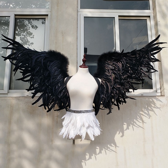 天使の羽 コスプレ道具 羽 翼 wing ウイング ブラック 80cm 手作り